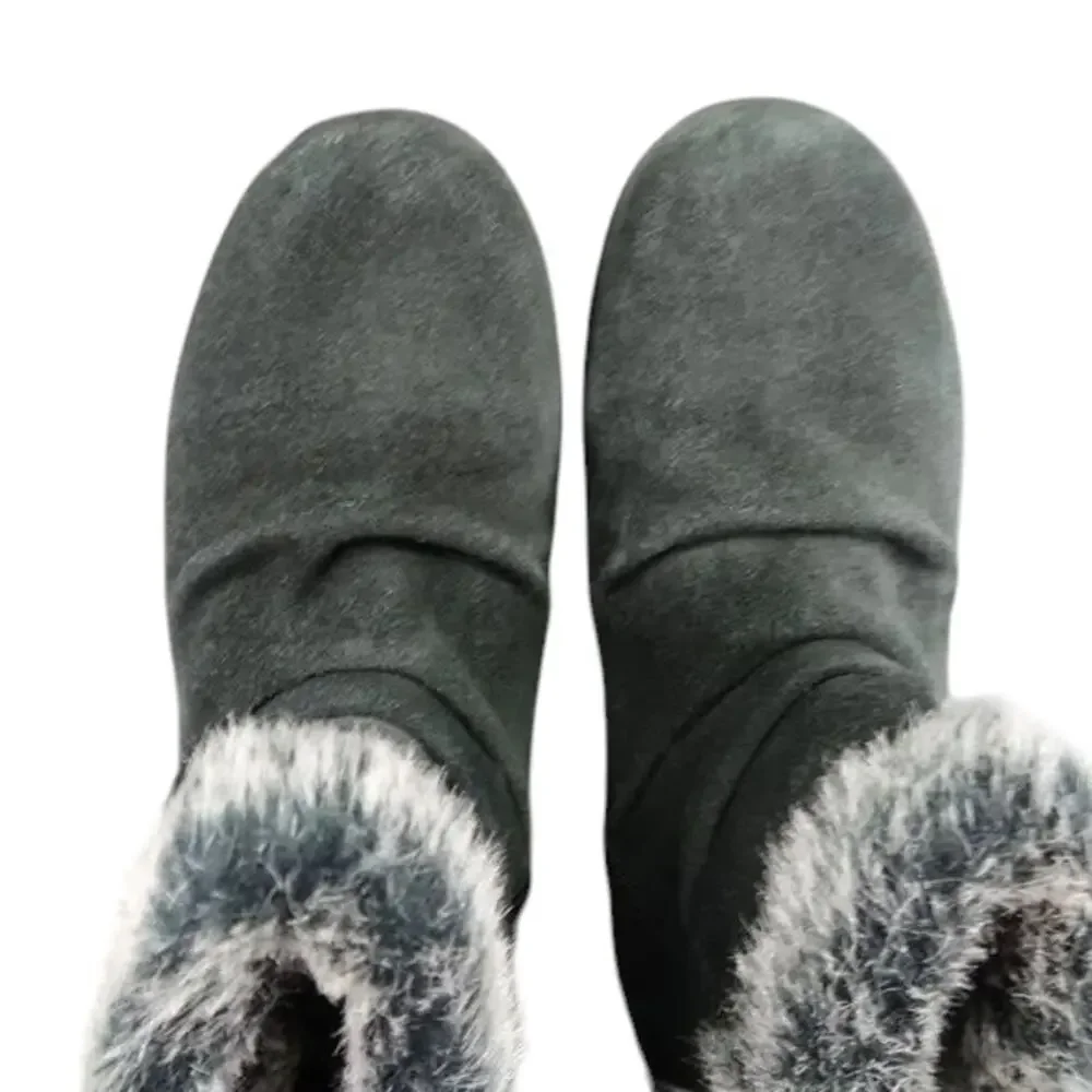 Khombu Shoes Womens 8 Bootie Winter Leather Faux Fur All Weather Lindsey Buckle